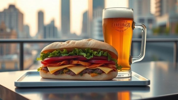 Delicious sandwich and beer at chef-driven sandwich shop in Grandville.