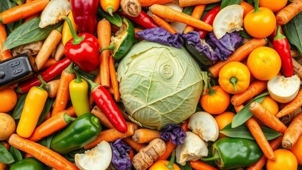 Assorted food scraps symbolizing Grand Rapids food scraps drop off program.