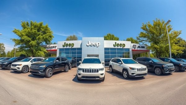 Car dealership lot with multiple car brands on a sunny day.