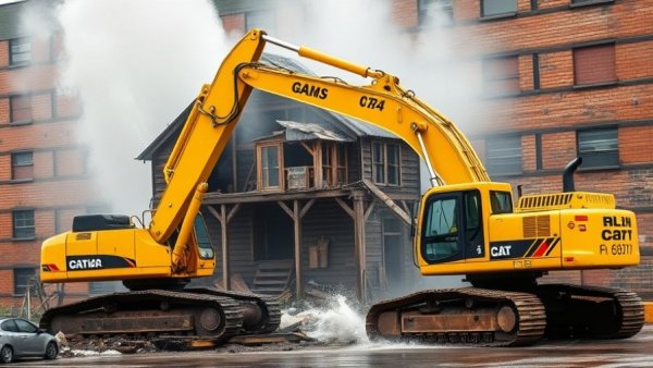 Kalamazoo Harvey’s Demolition site with excavator tearing down building.