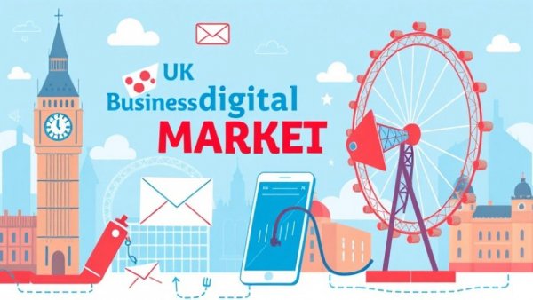 Illustrative infographic of UK digital marketing strategies 2026 with iconic landmarks.