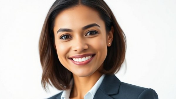 Professional portrait of a smiling woman in formal attire.