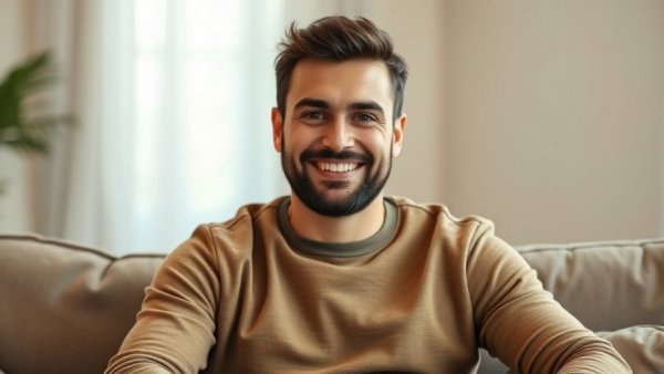 Portrait of a smiling man indoors, soft lighting.
