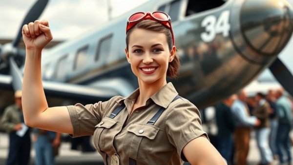 Woman in Rosie the Riveter outfit at Michigan Rosie Day 2026 event.