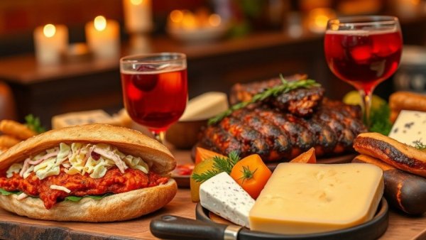 Fenton Restaurant Week foods with sandwich, cocktail, ribs, and cheese varieties.