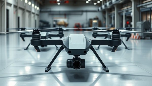 Cutting-edge tactical drones on display in a European defense tech factory.