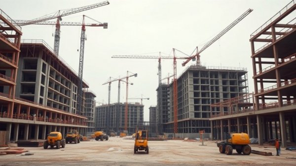 Paused construction at Michigan data center site under overcast sky.