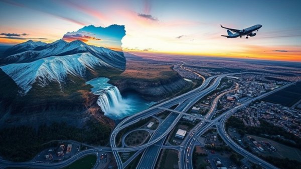 Diverse landscapes on a map, depicting Canadian visitors vanishing.