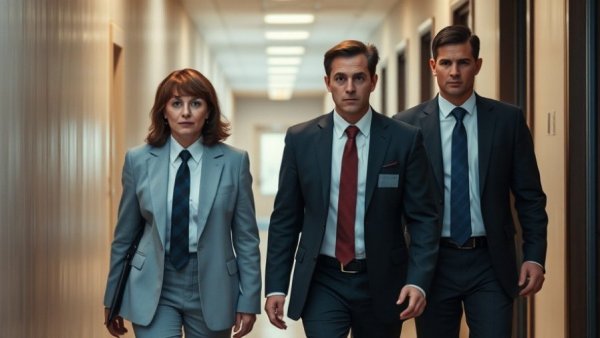 Sherrone Moore plea deal scenario in a courtroom hallway.