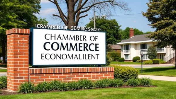 Chamber of Commerce sign promoting economic development.