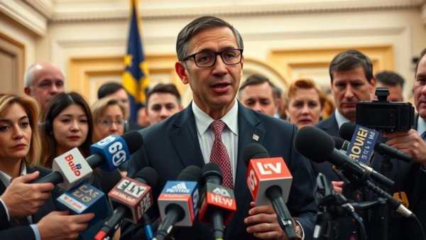 Official discusses Michigan service tax proposal at press event.