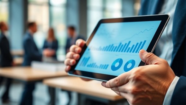 Tablet displaying financial charts, symbolizing economic uncertainty in small business hiring.