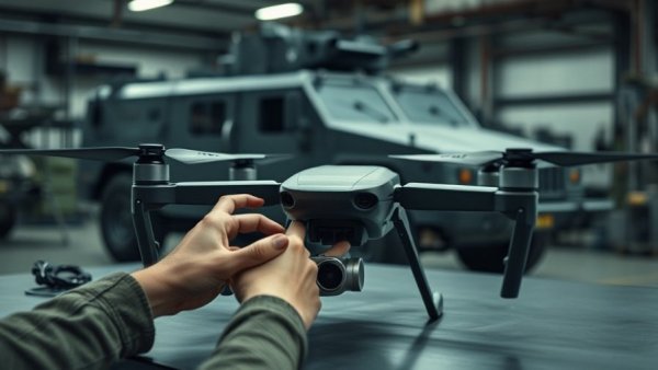 Drone operation in military facility hinting at U.S. defense contractor merger news.