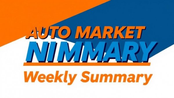 Auto Market Weekly Summary bold text graphic with blue and orange colors.