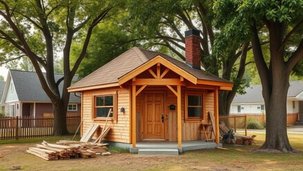 Small wooden house under construction in Atlantic County