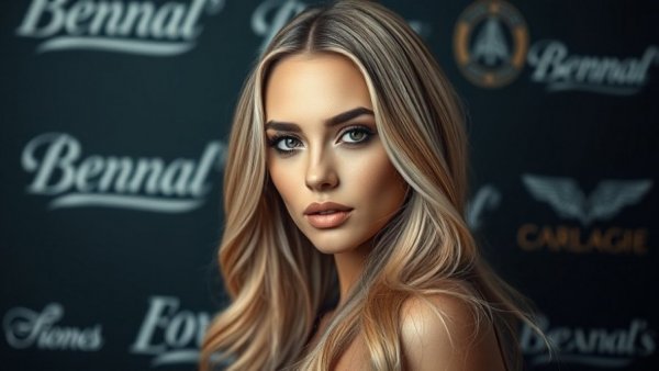 Glamorous woman promotes support for women-owned businesses.