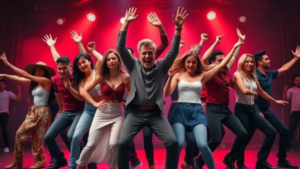 Dynamic scene from Karate Kid Musical Toronto with performers on stage.