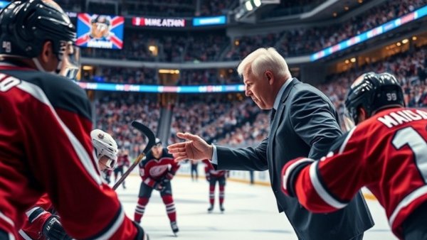 Ice hockey coach instructing players at Mason Cup Semifinal in Michigan.