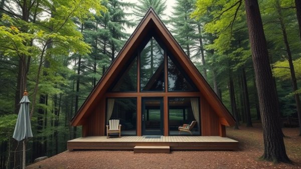 A-frame cabin in Michigan forest for Up North Cabin Getaways