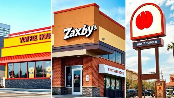 Collage of restaurant chains not in Michigan: Waffle House, Zaxby's, Whataburger.