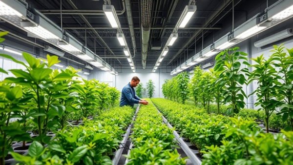 Michigan startup insights in modern vertical farming setup.