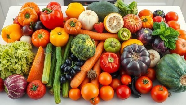 Variety of fresh produce for food recycling program Michigan.
