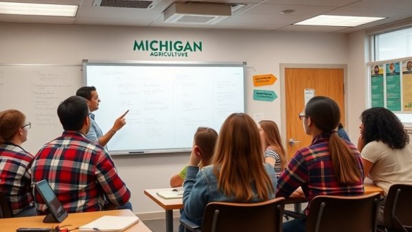 Classroom discussion about Michigan agriculture on Give Green Day.