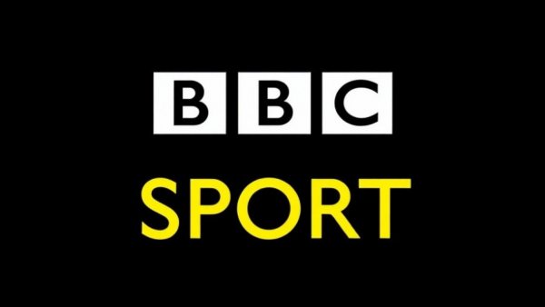 Minimalist BBC Sport logo on black background.