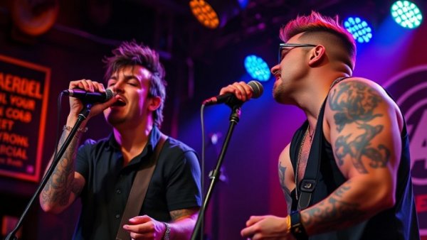 Musicians performing on stage with vibrant lighting at Gurnee.