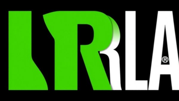 Bold NRLA logo on black background.