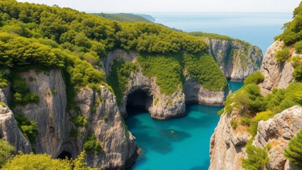 Scenic view of Pictured Rocks with turquoise water.