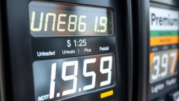 Gas pump close-up displaying rising gas prices in Michigan.