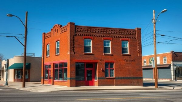 Historic brick building in Michigan with a quiet street scene.