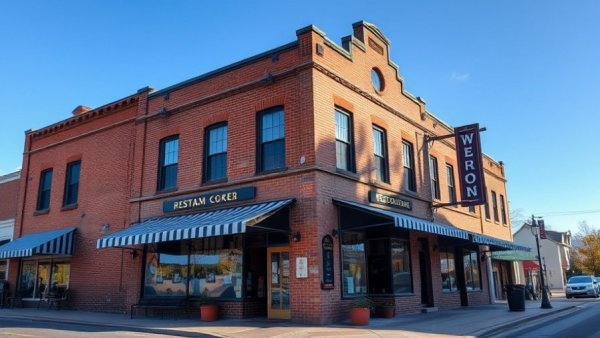 Charming hidden dining gem in Michigan, historical building facade.