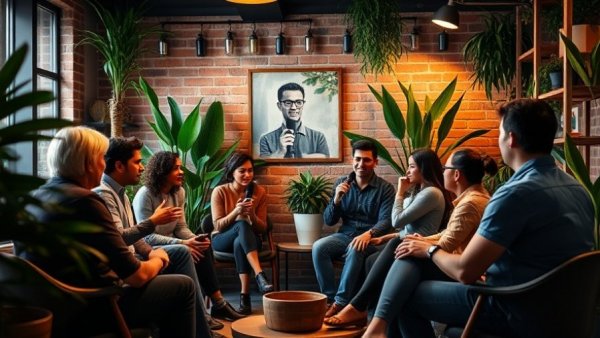 Discussion on family business startup dynamics in a cozy studio setting.