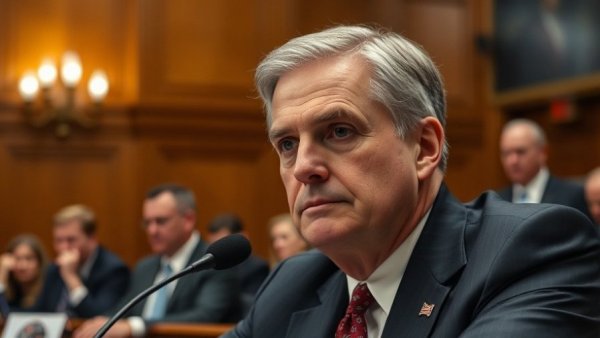 Serious man in suit at DHS contracting investigation hearing.