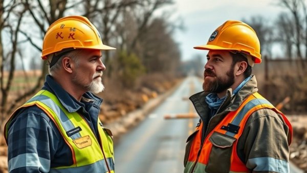 U.S. Army Corps of Engineers Deployed Contracting Professionals discussing roadwork.