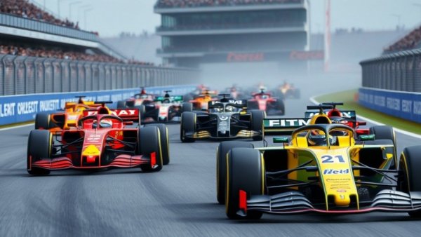 Fierce F1 Bahrain Saudi Arabian Grands Prix race scene.