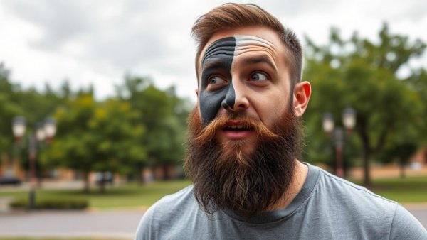Shuhari concept depicted on bearded man outdoors in Gurnee.