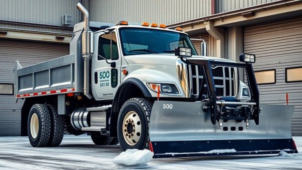 Snow removal services Muskegon with plow truck parked