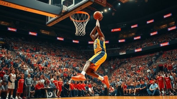 Watch Michigan State vs UCLA basketball game dunk action.