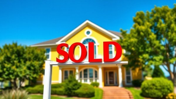 Luxury homes in Central NY sold sign near yellow house.