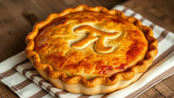 Golden pie with pi symbol for Pi Day deals in Michigan.