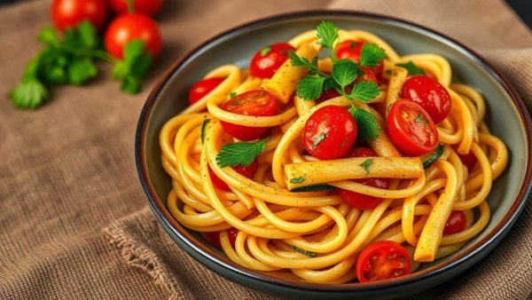 Taste of Mecosta food event pasta dish with vibrant ingredients