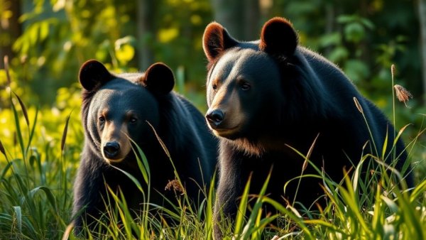 Michigan black bears in grassy area during daylight.