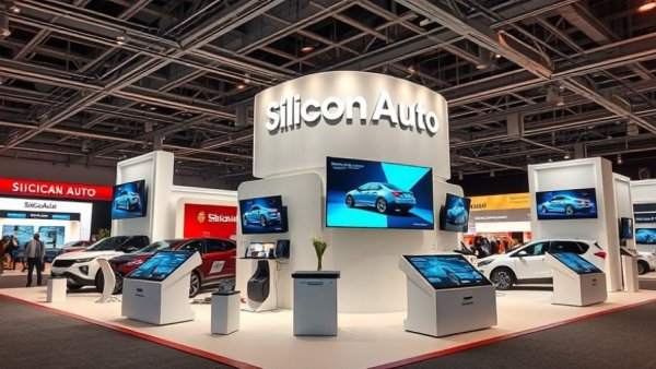 Automotive tech exhibit at SiliconAuto booth in Michigan.