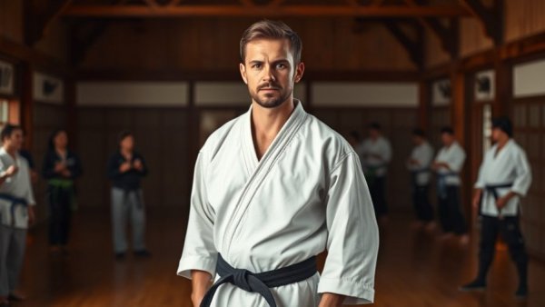 Martial artist in white gi at martial arts class in Gurnee dojo.