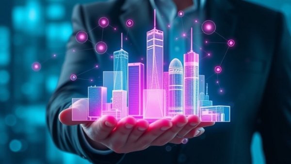 Futuristic smart cities in Thailand hologram held by person.