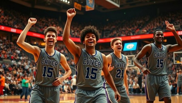 Michigan State basketball players celebrate during March Madness game.