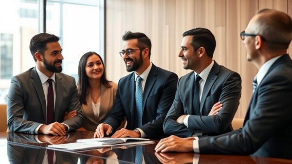 Professionals at a business meeting, discussing investment opportunities.